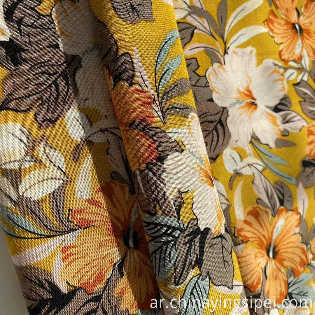 45S Soft Challis Rayon Fabric Flaim Fabric Rayon Floral Printed Tecido Viscose Material Viscose 100 ٪